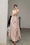 marc le bihan silk slip dress 2107 ROSE POUDRE rose red